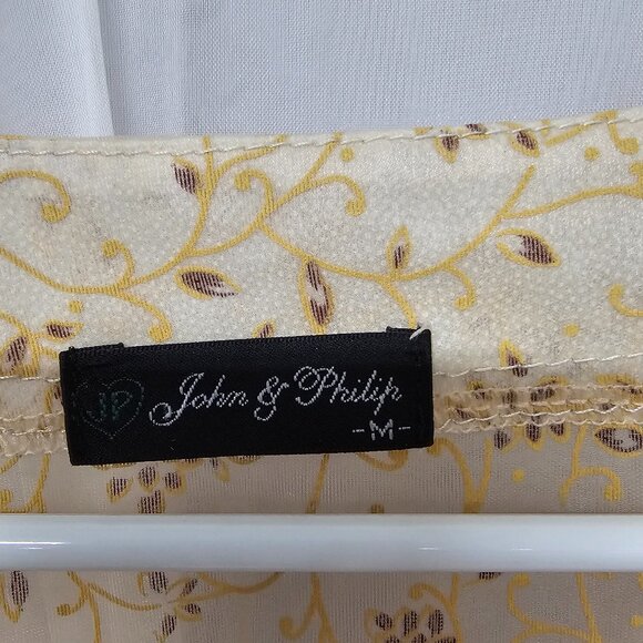 John & Philip Tan Gold Fairy Twee Blouse Sheer Floral Coquette Whimsy M - Picture 8 of 9